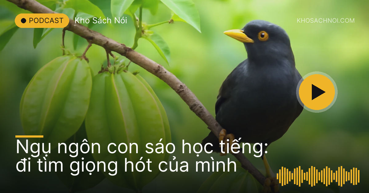 Con chim sáo nhỏ đậu trên cành khế trong khu vườn quê