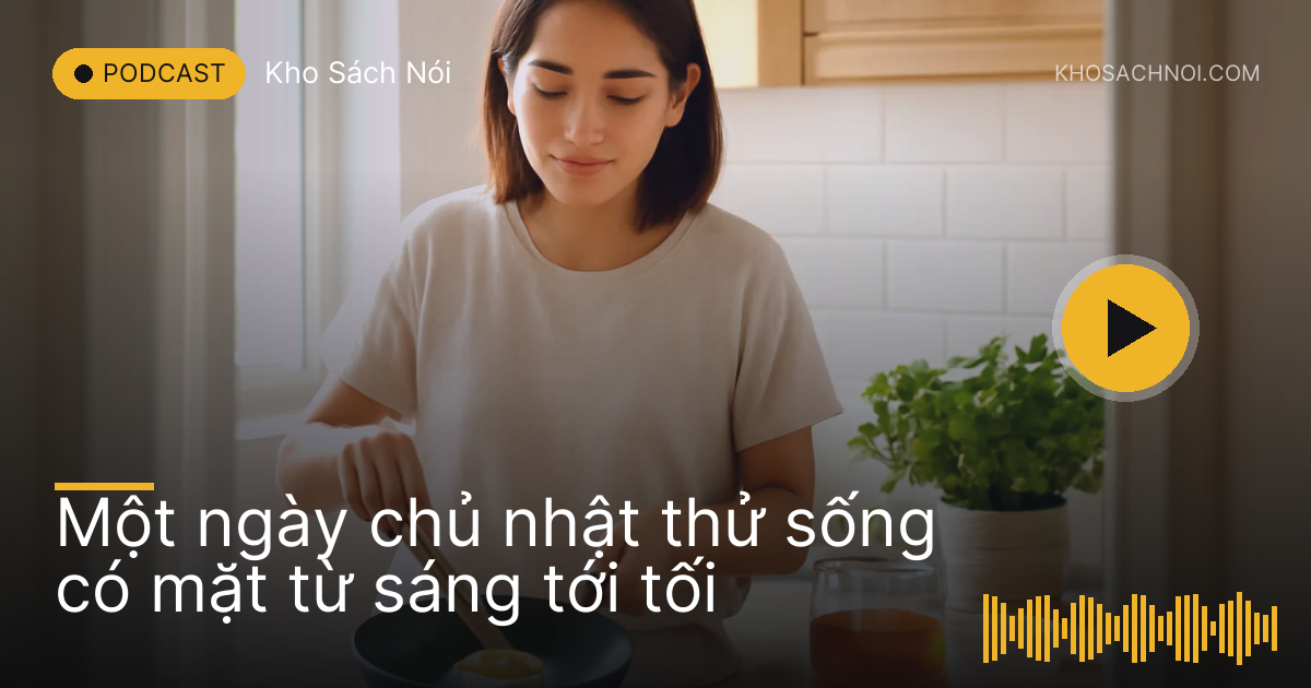 Người phụ nữ thong thả nấu bữa sáng trong căn bếp ngập nắng ngày chủ nhật
