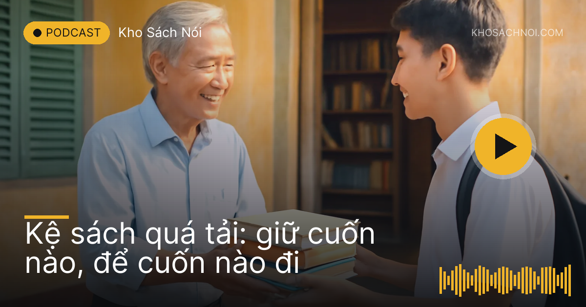 Thầy giáo về hưu trao chồng sách cho cậu học trò trước hiên nhà