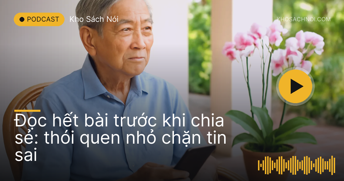 Ông cụ ngồi ghế mây cầm điện thoại màn hình tắt, vẻ đăm chiêu
